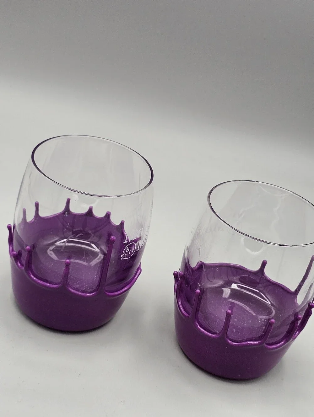 Rare Maker's Mark Tall Tasting Purple Wax Drip Breeders Cup Set of 2 Rare Color